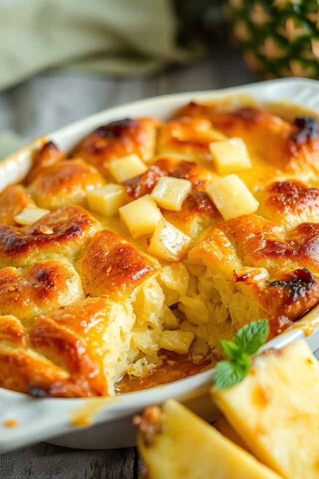 baked pineapple bread pudding