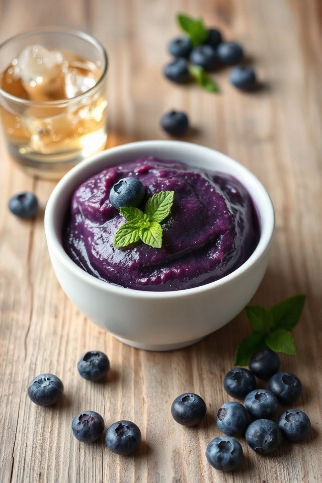 blueberry sorbet with ginger ale