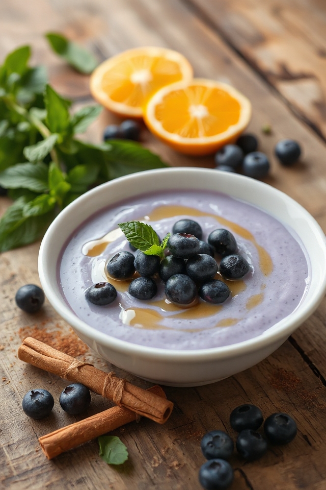 chilled blueberry yogurt soup
