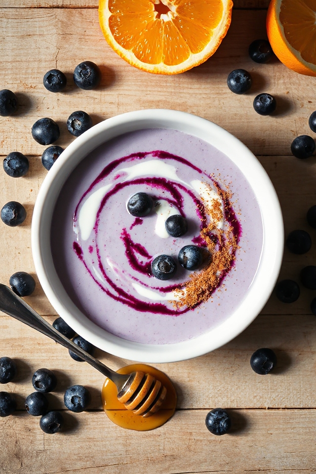 chilled blueberry yogurt soup