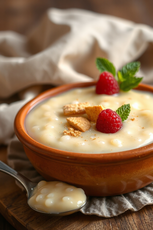 creamy baked tapioca pudding