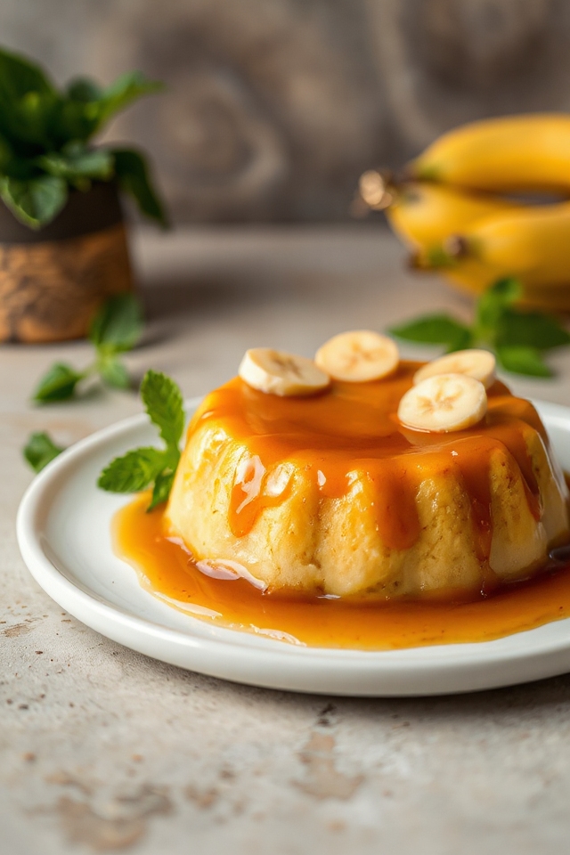 delicious banana rum flan