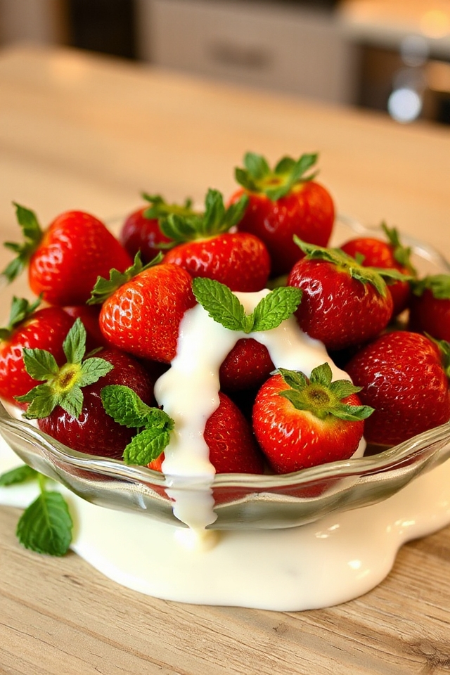 delightful strawberries with cream