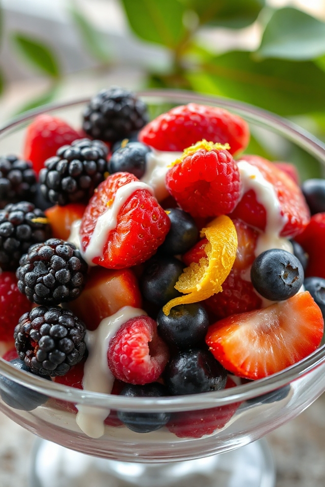 fresh berries with cream