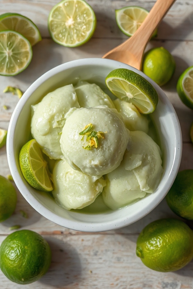 lime sorbet with egg white