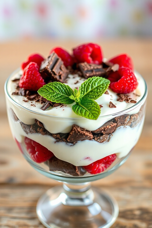 minty raspberry chocolate parfait