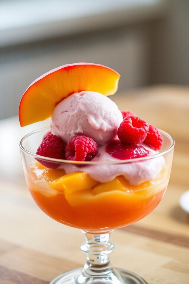 peach melba dessert creation