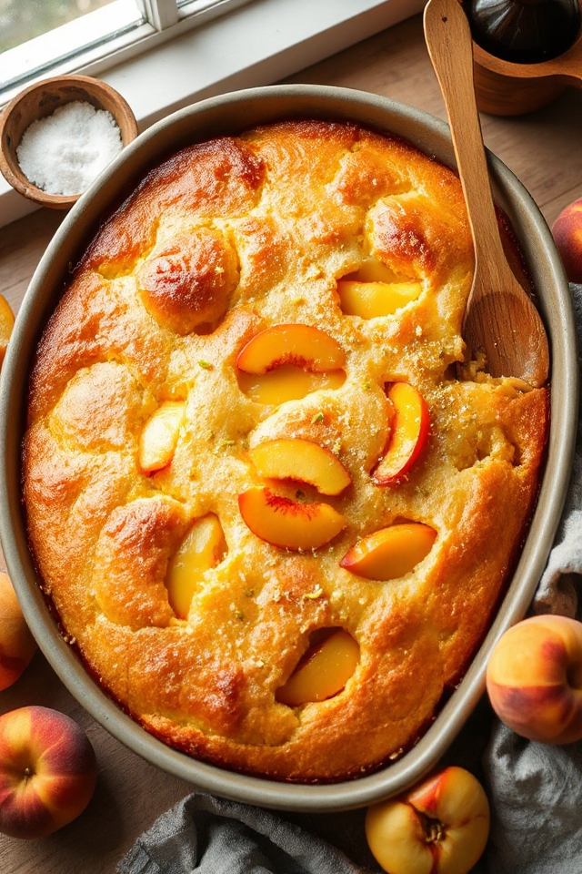 peach pudding with lemon zest