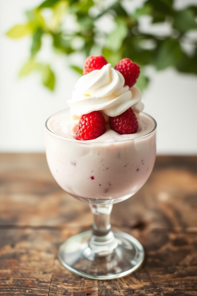 raspberry puree with whipped cream