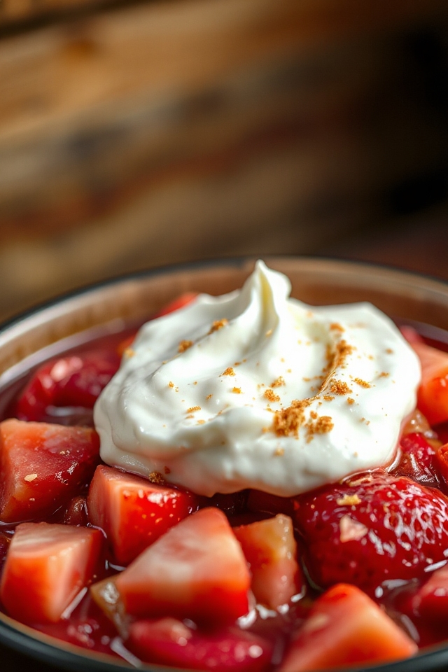 stewed rhubarb with strawberries