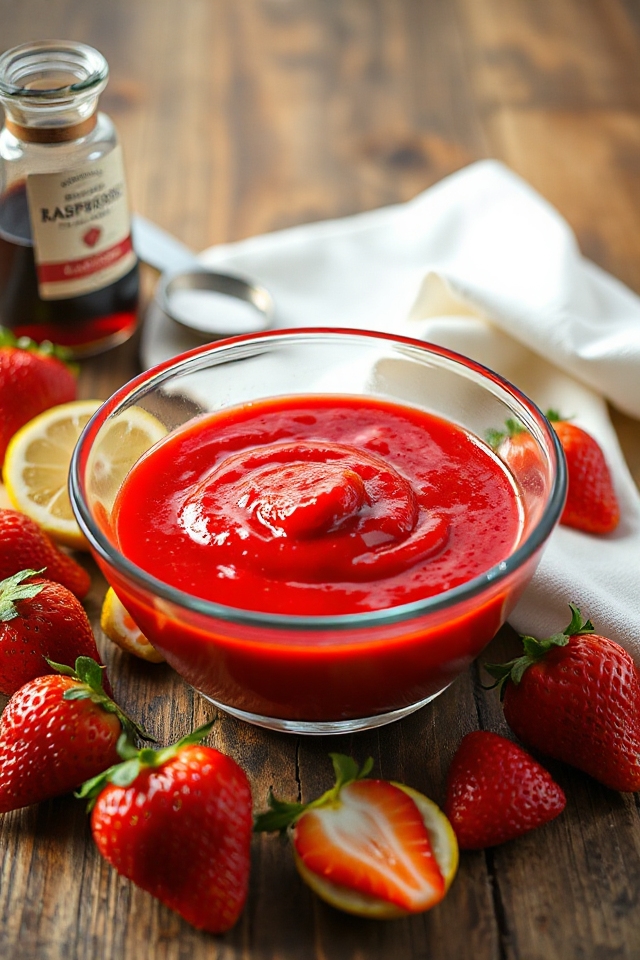 strawberry coulis with liqueur