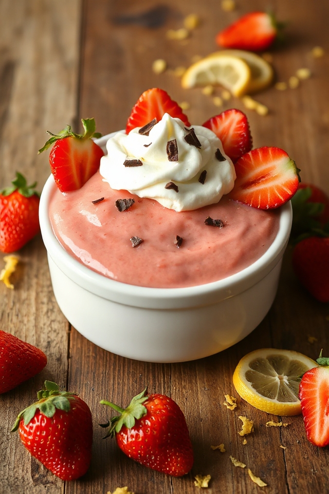 strawberry pudding with lemon