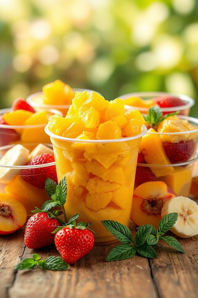 tropical frozen fruit cups
